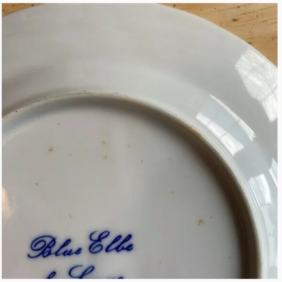 Blue Elbe By Sanyo Porcelain Plates Dinner Salad Bowl Blue Onion Floral Design - Picture 12 of 15